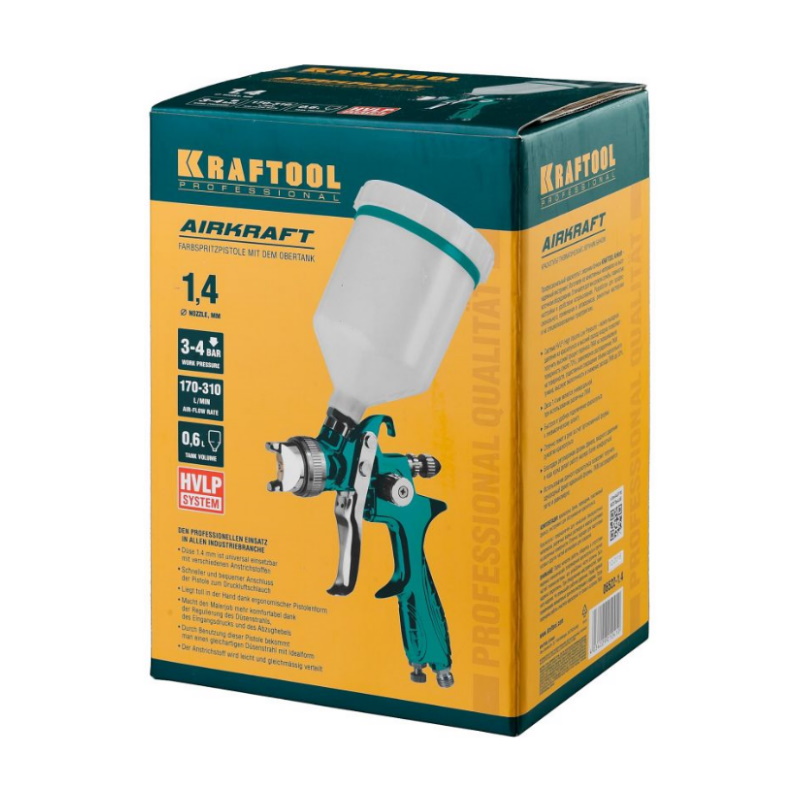 Краскопульт пневматический Kraftool AirKraft 06522-1.4 HVLP 1.4мм в Иваново