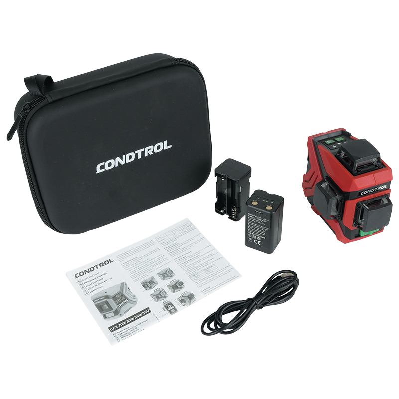 Лазерный уровень (клизиметр) Condtrol GFX360-3 1-2-222, 360°, аккумуляторы и чехол в комплекте