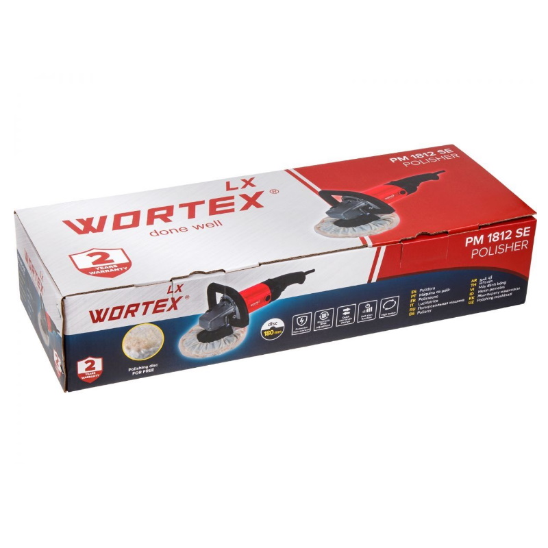 Полировальная машина Wortex 1318467 LX PM 1812 SE в кор. 1200 Вт, 180 мм, 1000-3000 об/мин