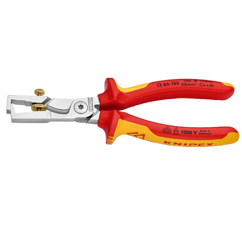 Стриппер-кабелерез Knipex StriX KN-1366180, 2-в-1, VDE, 180 мм, хром, 2-компонентные ручки