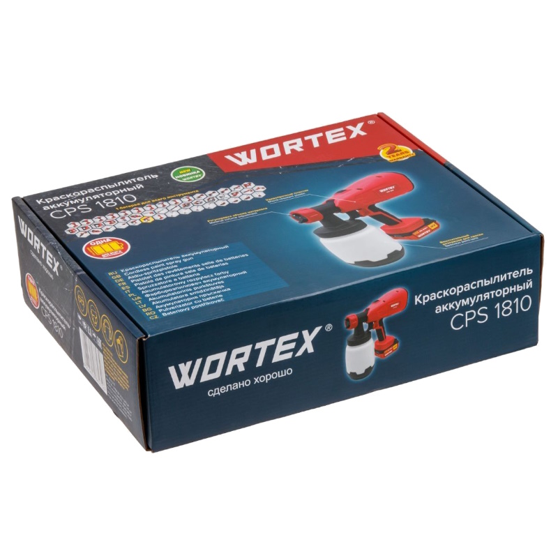 Аккумуляторный краскораспылитель Wortex CPS 1810 333270, в кор. 18В, 1 акк., 4 Ач, 700 мл/мин, 1 л б