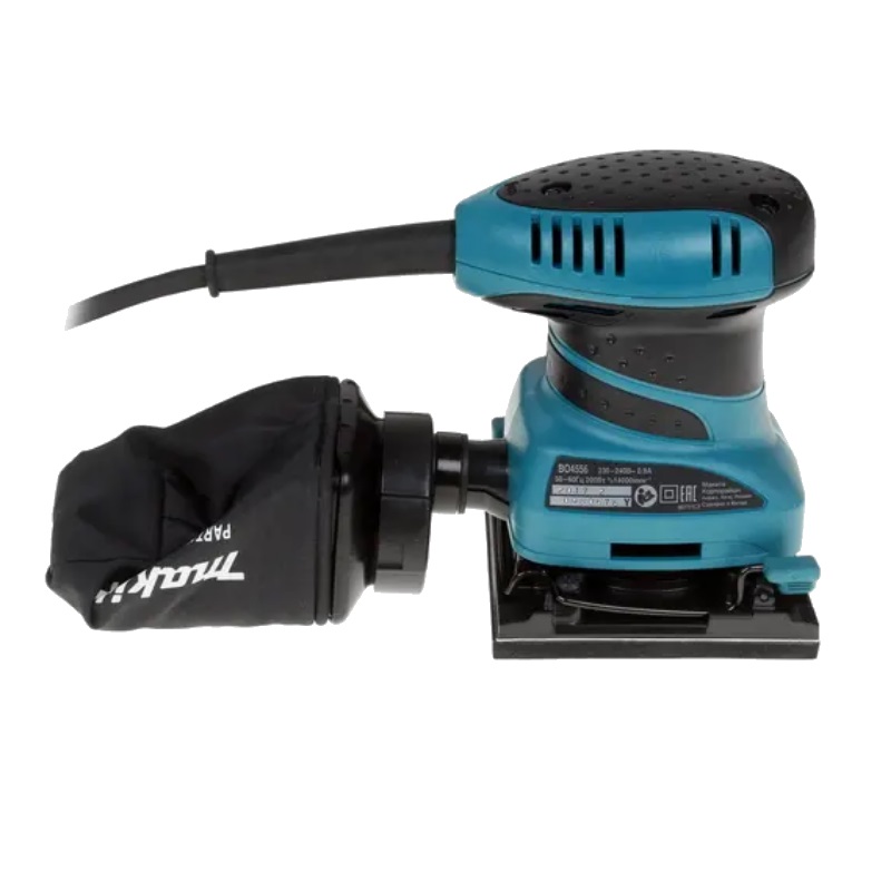 Вибрационная шлифовальная машина Makita BO4556, 200 Вт, 112х102 мм, с пылесборником и комплектом наждачной бумаги в Твери