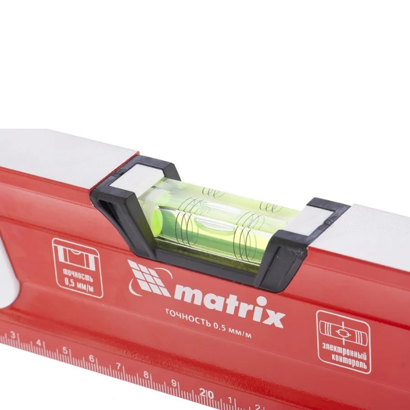 Уровень алюминиевый Matrix 34734, магнит, фрезерованный, 3 глазка (1 зеркал.), 2 комп. рукоятки, 1200 мм в Муроме