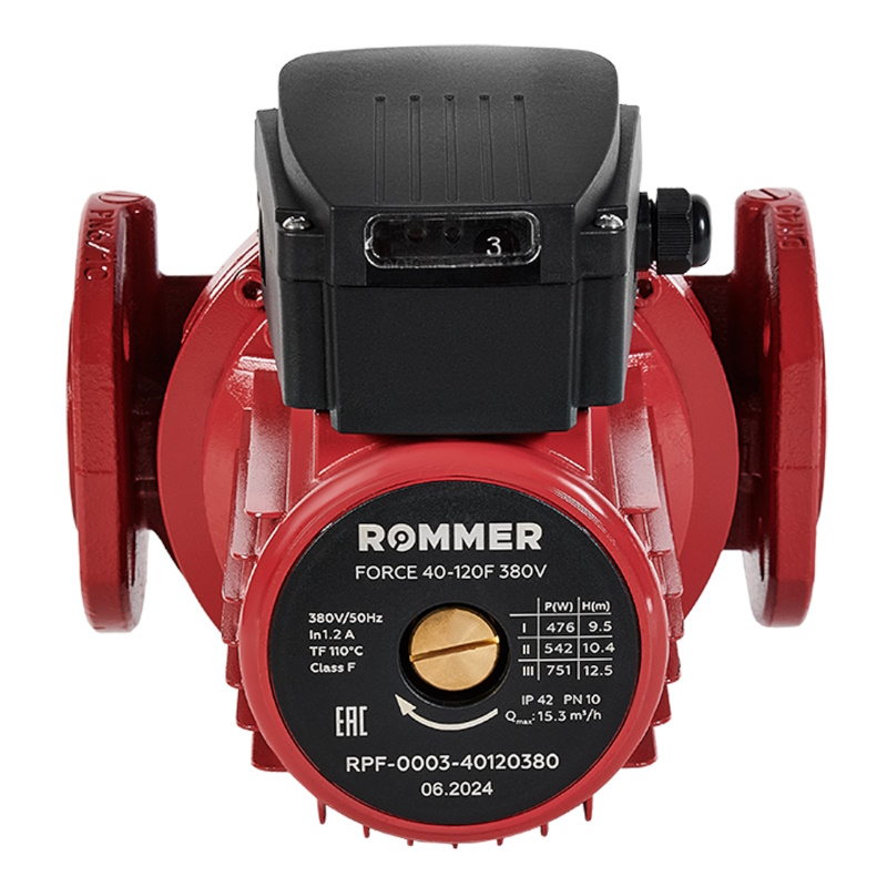 Насос циркуляционный Rommer FORCE RPF-0003-40120380, фланцевый, трехскоростной, 40-120F, 380V