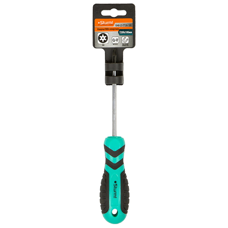 Отвертка Sturm 1040-23-TT20-100, TORX TT20H*100мм, с отверстием, CrV магнитный наконечник в Туле