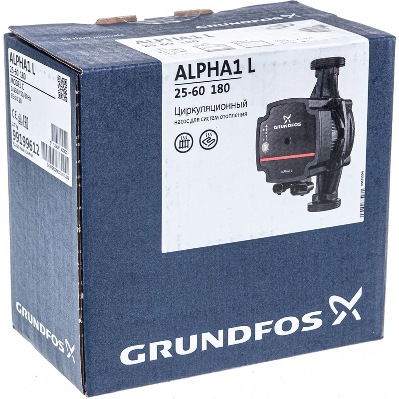 Циркуляционный насос Grundfos Alpha1 L 25-60/180 99199612 для закачивания жидкости в систему отопления в Туле