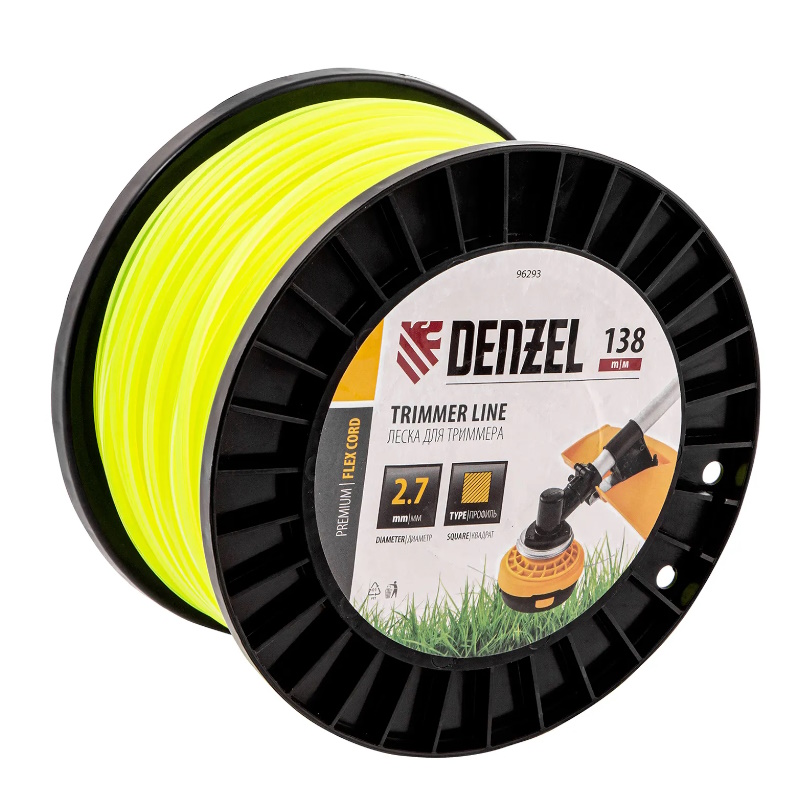 Леска для триммера Denzel FLEX CORD 96293, квадрат, 2,7м х 138м, на DIN катушке  в Иваново