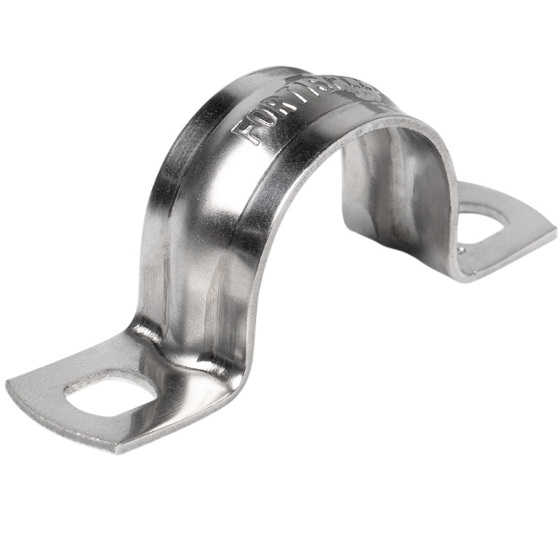 Скоба крепежная двухлапковая Fortisflex СМД 49376, d19-20мм, металлическая, оцинкованная, 100 шт.