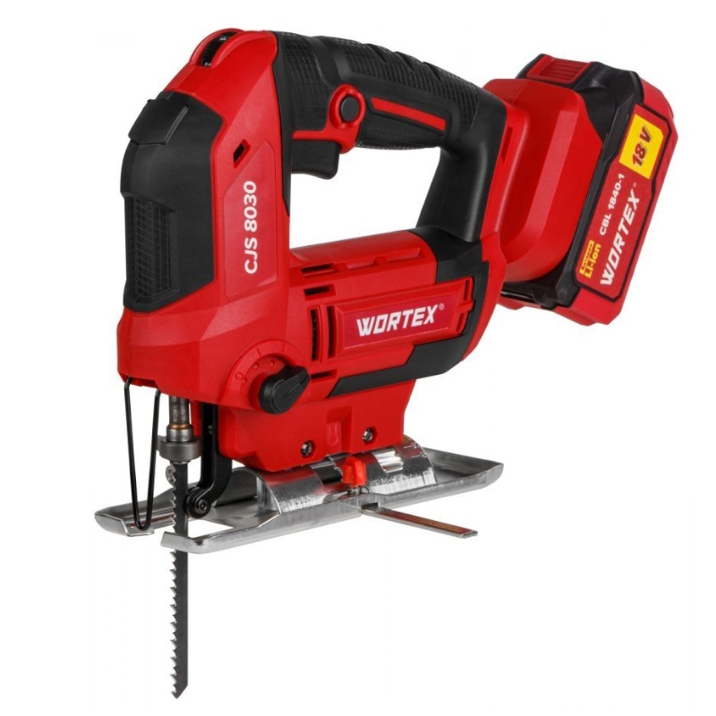 Аккумуляторный лобзик Wortex CJS ALL1 МЕГА 8030 1333371, в чемодане, 18 В, 500-3000 об/мин, 85 мм, 1х4 Ач  в Ярославле