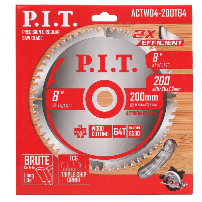 Диск пильный P.I.T. ACTW04-200T64, 200x30/20x2 мм, 64T в Твери