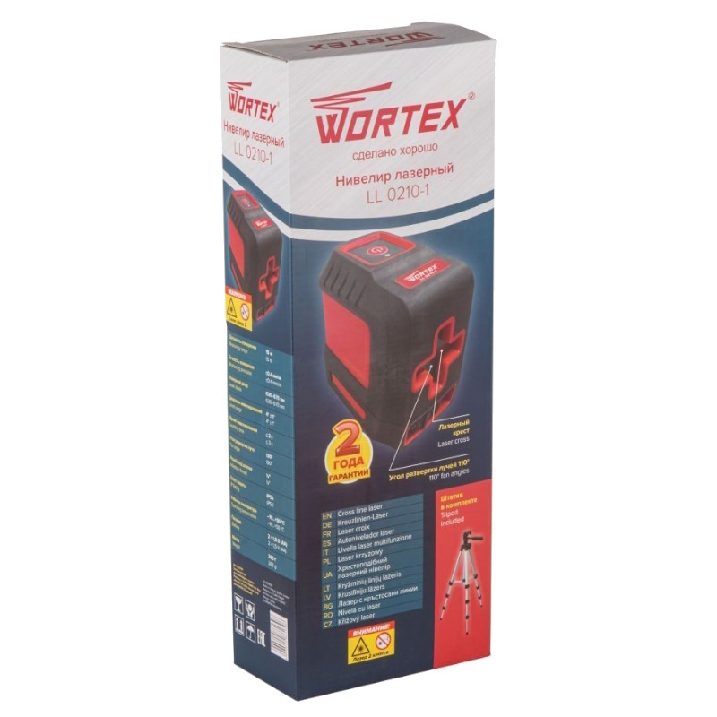 Нивелир лазерный Wortex LL 0210-1 0323139, со штативом, в кор., 2х130°, до 15 м, +/- 0.3 мм/м, красный в Череповце