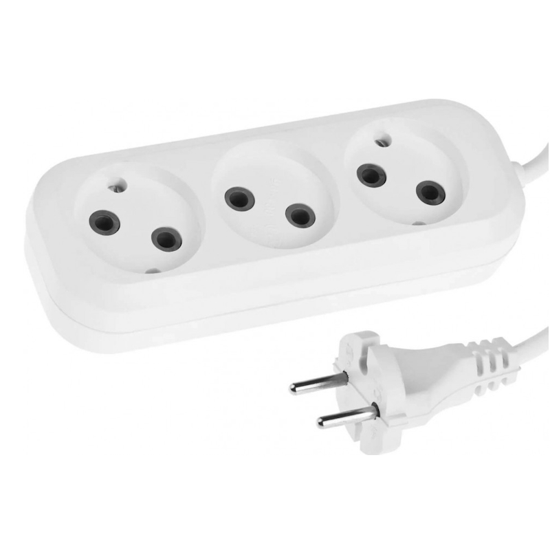 Удлинитель электрический Сибин 55031-2 ПВС сечение 075кв мм 3 гнезда макс мощн 1300Вт 2м 140₽