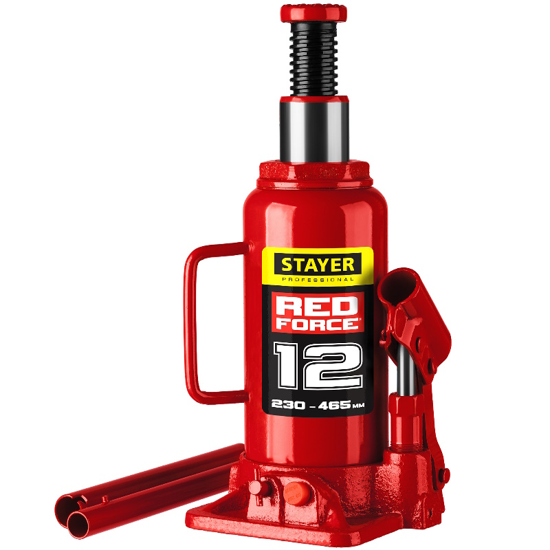 Бутылочный гидравлический домкрат Stayer RED FORCE Professional 43160-12 230-465мм 12т в Ярославле