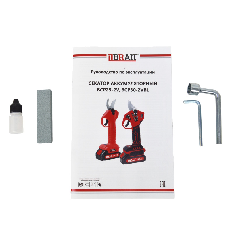 Секатор аккумуляторный Brait BCP25-2V 21.01.306.019 (Li-ion, АКБ 2*2AH, З/У 1А,20В, макс. 25мм, щеточный) в Муроме
