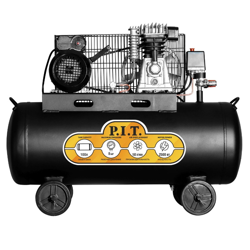 Компрессор электрический масляный P.I.T. PAC100-C (2,5кВт, 3,4лс, 330 л/мин, 100л) в Ярославле