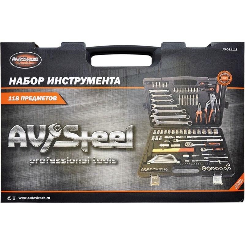 Набор инструментов AV Steel AV-011118, 1/4", 1/2", профессиональный, 118 предметов в Угличе