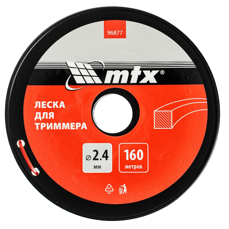 Леска для триммера MTX 96877, квадрат, 2,4 мм х 160 м, на катушке в Иваново