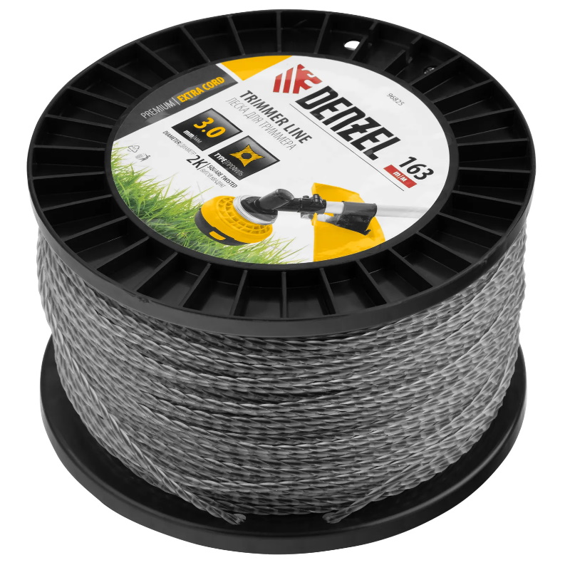 Леска для триммера двухкомпонентная витой квадрат Denzel EXTRA CORD 96825, 3,0мм х 163м, на DIN катушке в Туле