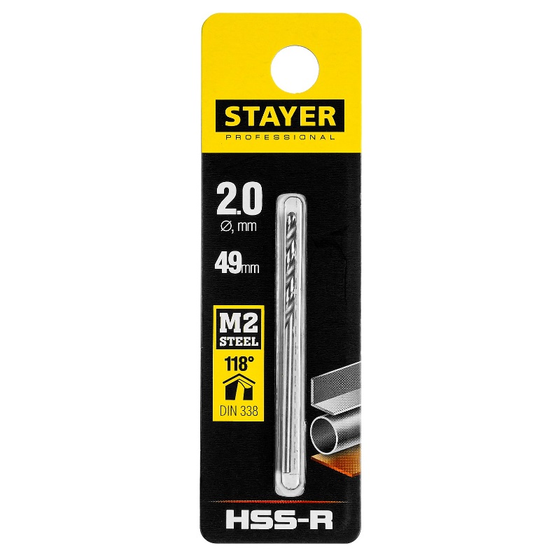 Сверло по металлу Stayer PROFI 29602-2, 2.0х49 мм, HSS-R, быстрорежущая сталь М2 в Туле