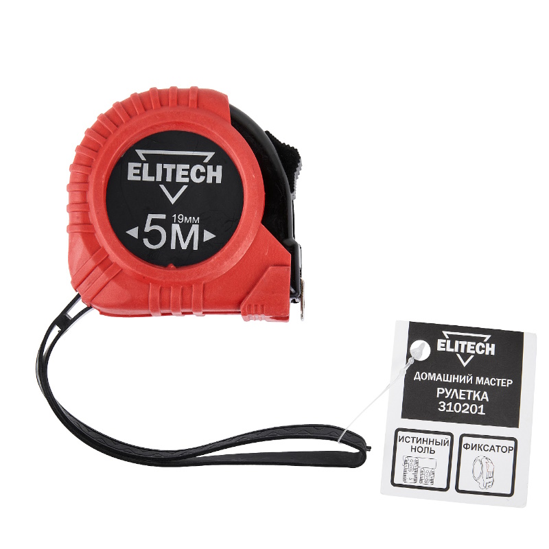 Рулетка Elitech ДМ 310201 207186, 5мх19мм, обрезиненный корпус  в Муроме