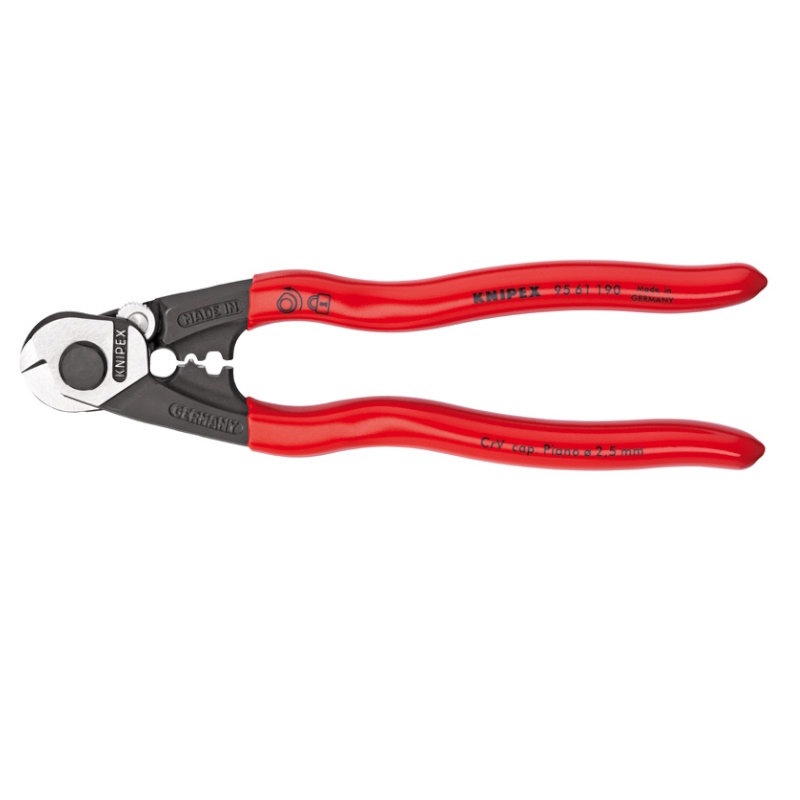 Тросорез компактный Knipex KN-9561190SB, 190 мм, обжим гильз на боуденовские тросы, обливные ручки, SB в Твери