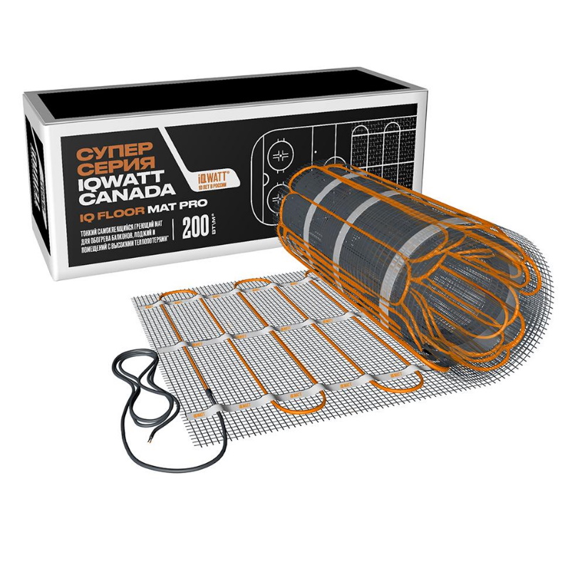 Греющий мат Iqwatt IQ FLOOR MAT PRO 02008 тонкий самоклеящийся 40 m2 15111₽