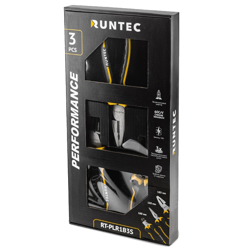 Набор шарнирно-губцевого инструмента Runtec RT-PLR1B3S, 3 предмета в Переславле