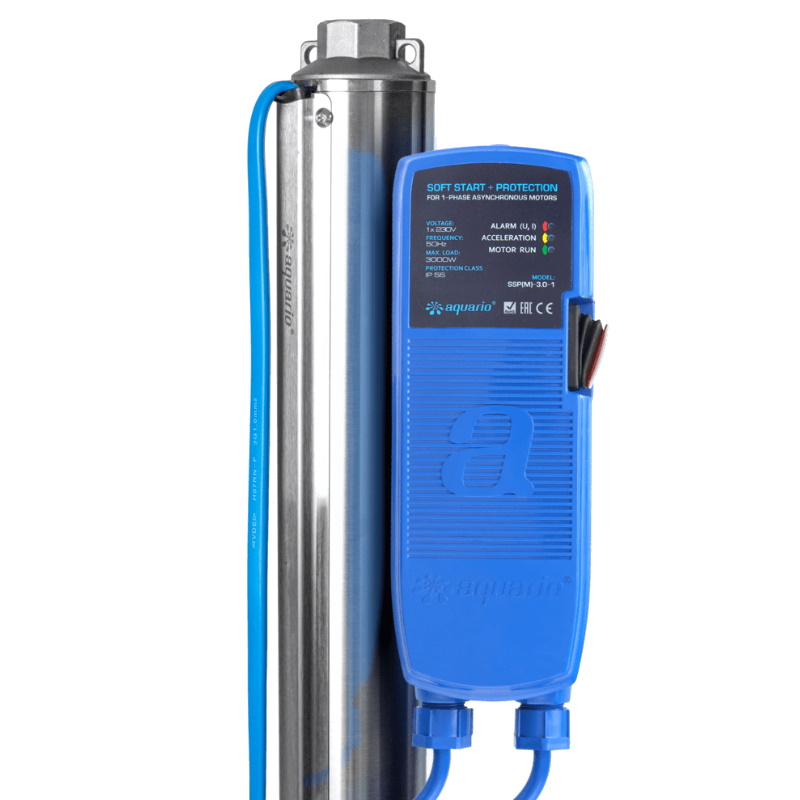 Насос скважинный Aquario ASP1E-75-75 (P) 3075, с плавным пуском, с встроенным конденсатором в Ярославле