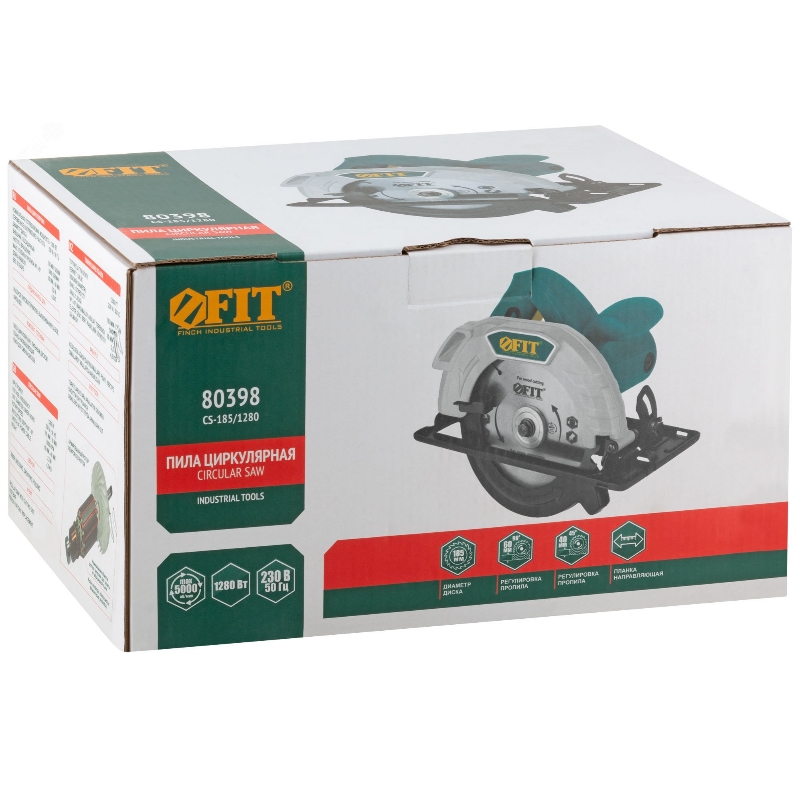 Пила дисковая Fit 80398, 1280 Вт; 5000 об/мин; 185/20 мм; 4,8 кг в Переславле