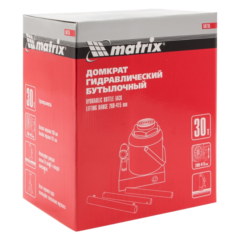Бутылочный гидравлический домкрат Matrix 50735 (30 т, 260-415 мм) в Коврове
