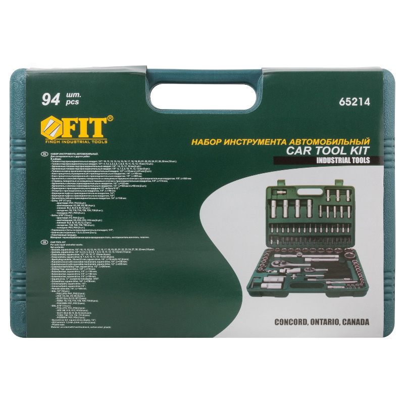 Набор инструмента автомобильный Fit 65214, 94 шт., CrV, 1/2"+1/4" в Костроме