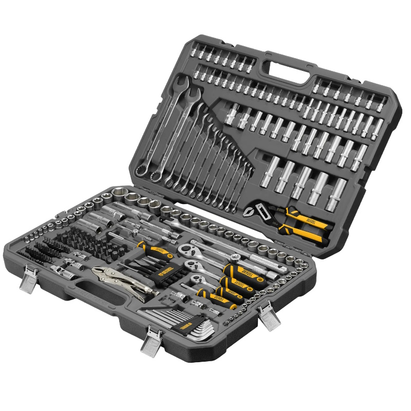 Набор инструментов Denzel 15808, 1/2", 3/8", 1/4", CrV, S2, пластиковый кейс, 232 предмета  в Иваново