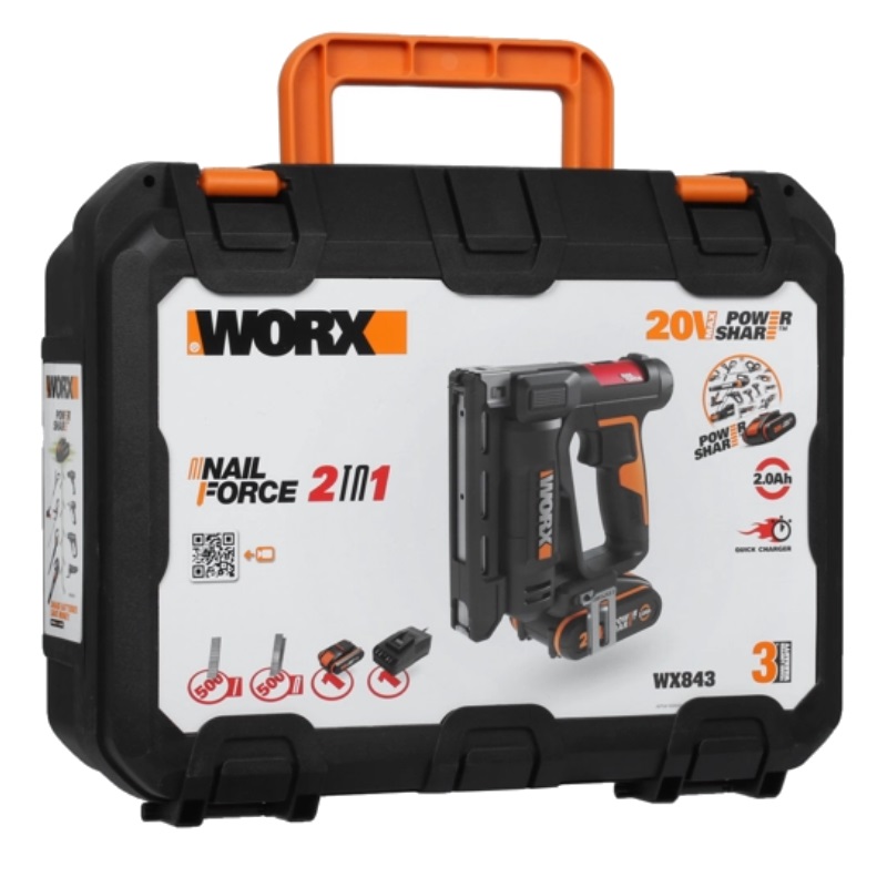 Аккумуляторный степлер Worx WX843 (АКБ 20В, 2Ач, длина гвоздей до 15 мм, 60 ударов/мин) в Череповце