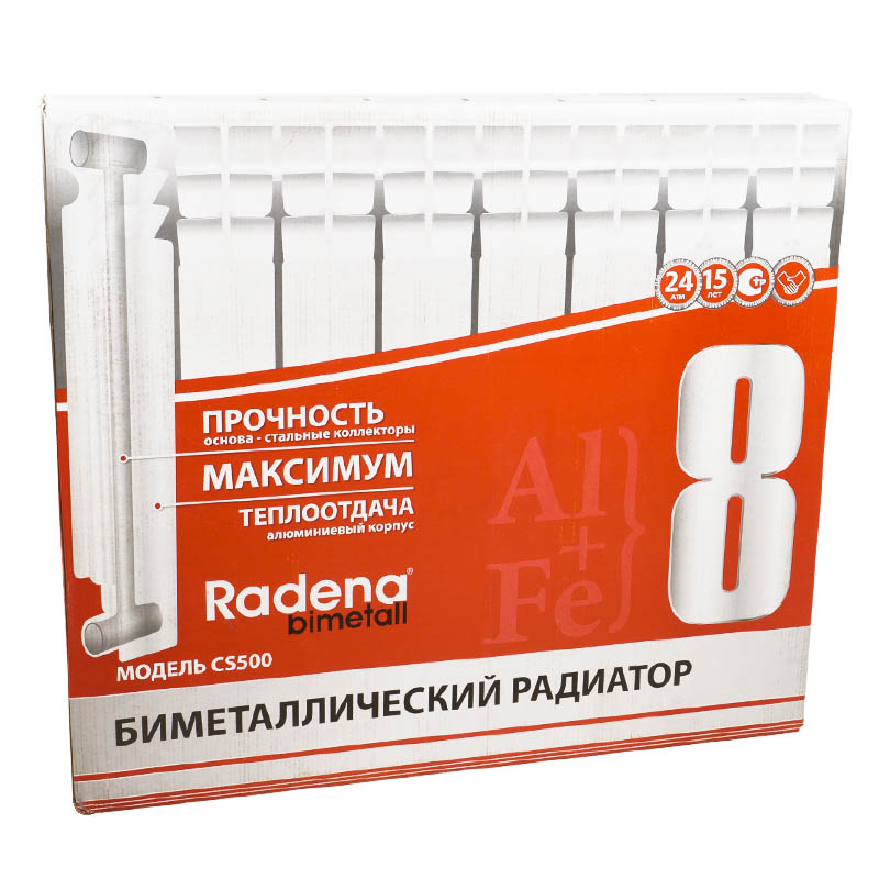 Радиатор биметаллический Radena 500/85, 8 секций в Твери