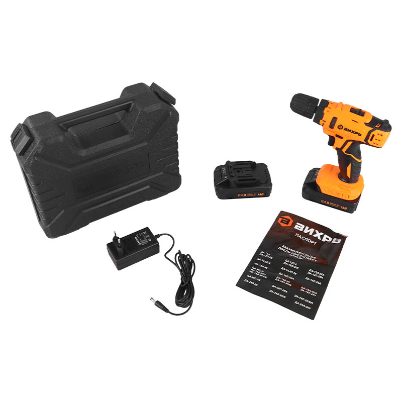 Аккумуляторная дрель-шуруповерт Вихрь ДА-18Л-2КА 72/14/25