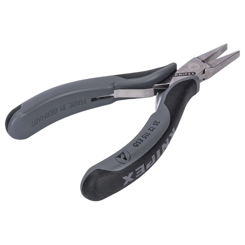 Плоскогубцы захватные Knipex KN-3512115ESD для электроники, плоские широкие губки, 115 мм, 2-комп антистатические ручки