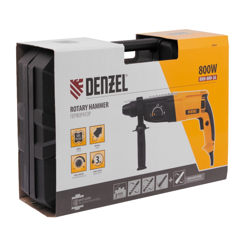 Перфоратор Denzel RHH-800-26 26607 в кейсе, с защитной муфтой в Ярославле