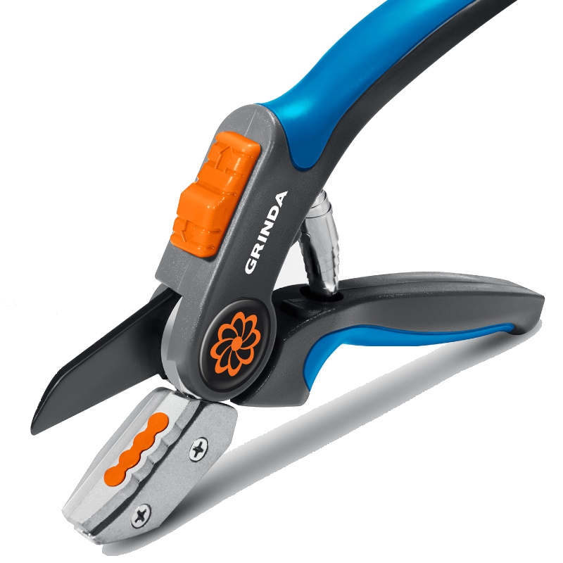 Контактный секатор Grinda P-56 PROLine 23456, легированная сталь, двухкомпонентные рукоятки, 205мм
