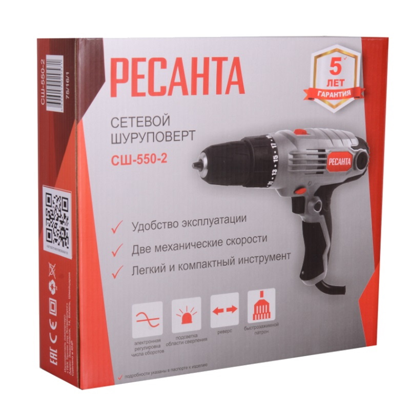 Сетевая дрель-шуруповерт Ресанта СШ-550-2