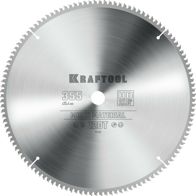 Пильный диск по алюминию Kraftool Multi Material 36953-355-25.4, 355 х 25.4 мм, 120Т во Владимире