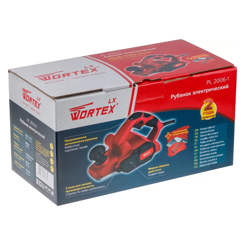Рубанок электрический Wortex LX PL 2006-1 0329088 (650 Вт, шир. до 82 мм, глуб. до 2.0 мм) в Муроме