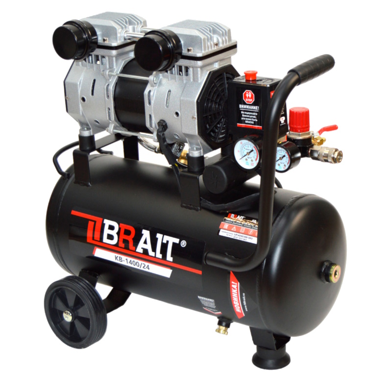 Компрессор воздушный Brait KB-1400/24 20.01.033.043, 24 литра, 1,4Kw, 8bar, 240л/ м, безмасляный в Муроме