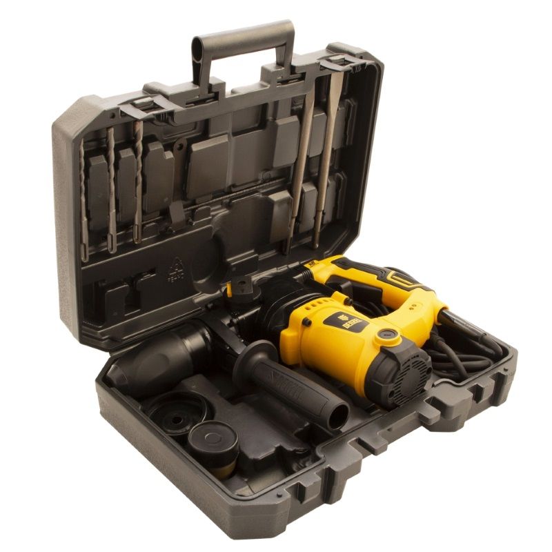 Перфоратор Denzel RHV-1100-26 26610 в кейсе, с защитной муфтой, с виброзащитой