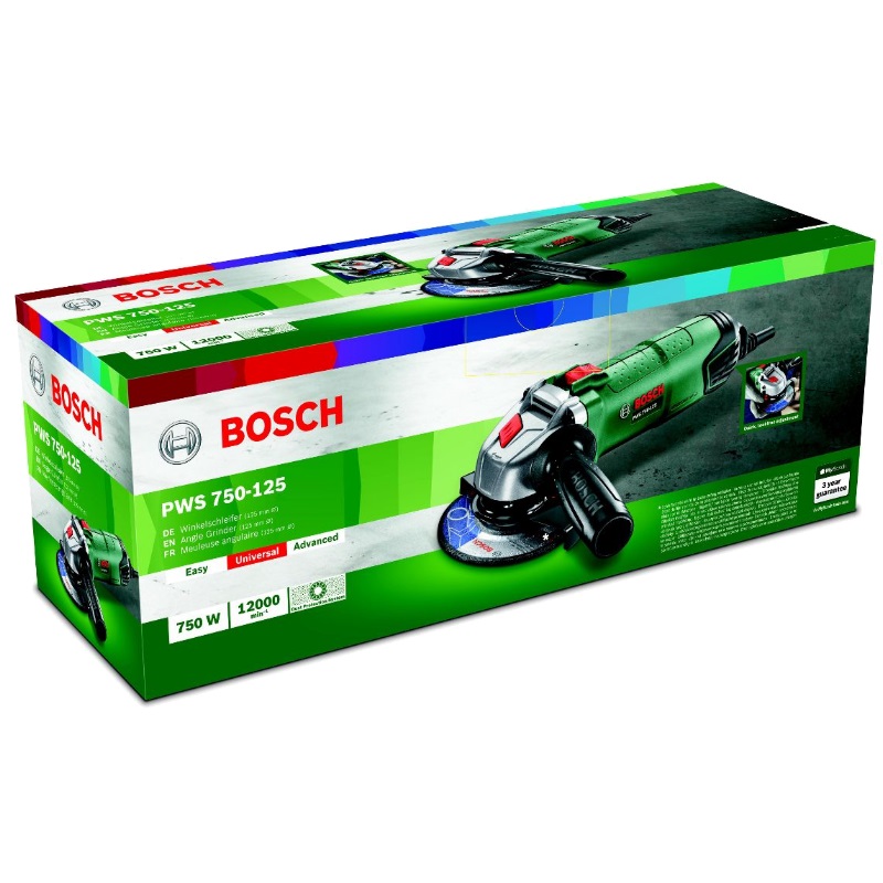 Угловая шлифмашина (болгарка) Bosch PWS 750-125 0.603.3A2.40D, 125 мм, 750 Вт