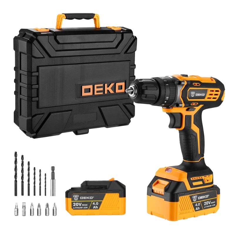 Дрель-шуруповерт аккумуляторная ударная Deko DKCD20 Impact 063-4420 (20В, 2*4.0Ач) в Иваново