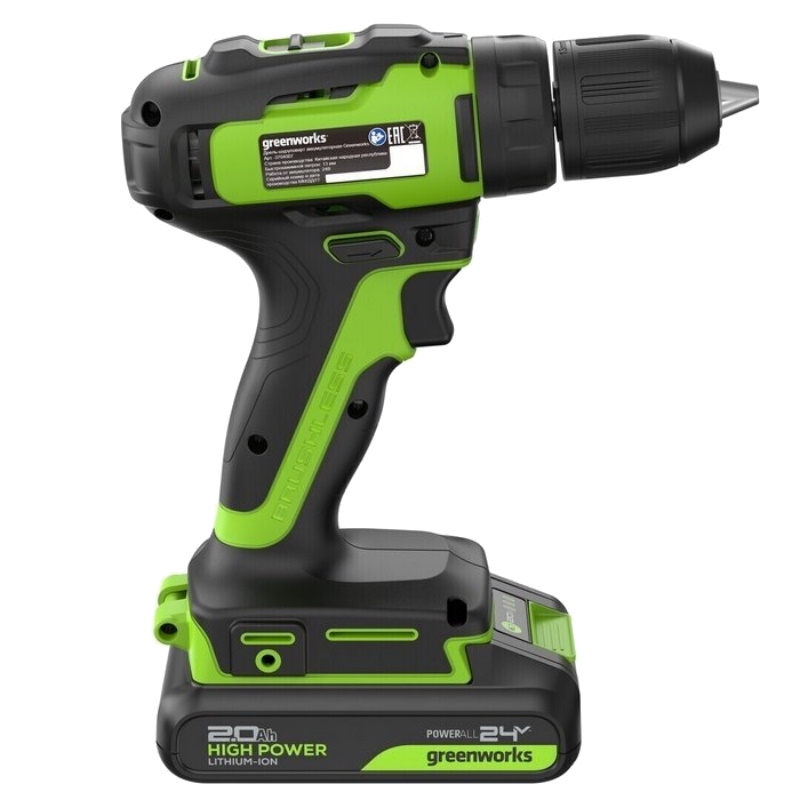 Дрель-шуруповерт аккумуляторная Greenworks GD24DD35 3704007CUA, 24V, б/щет, 29/35 Нм, 1x2Ач, ЗУ, коробка в Костроме