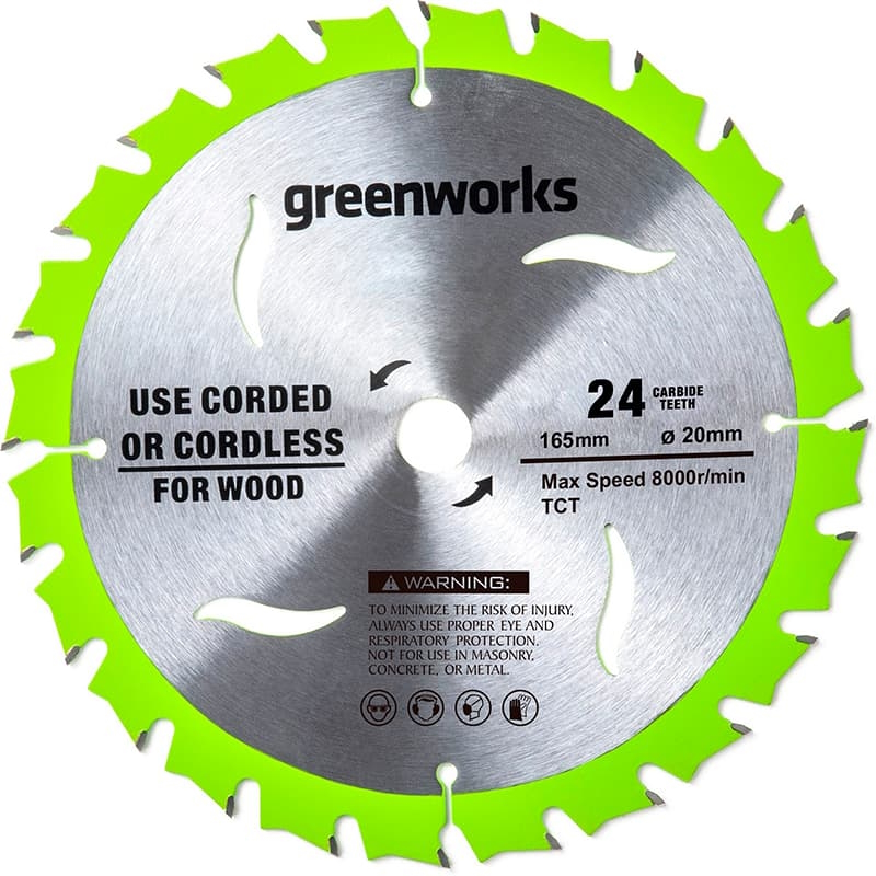 Диск пильный по дереву для циркулярной пилы Greenworks 2955707, 165x1.6x20 мм, 24T в Муроме
