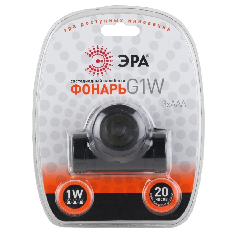 Налобный светодиодный фонарь Эра G1W C0033731 196148, 1LED, 3хAAA в Коврове