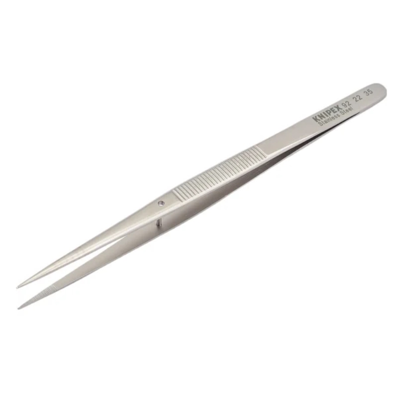 Пинцет захватный прецизионный со штифтом Knipex KN-922235, тонкие зазубренные губки, 155 мм, CrNi сталь, антимагнит