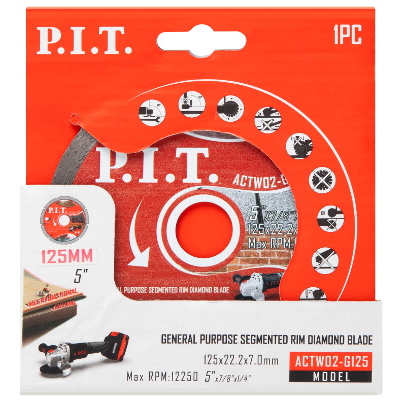 Диск алмазный отрезной сегментированный P.I.T. ACTW02-G125, 125x22,2x1,4 мм в Рыбинске